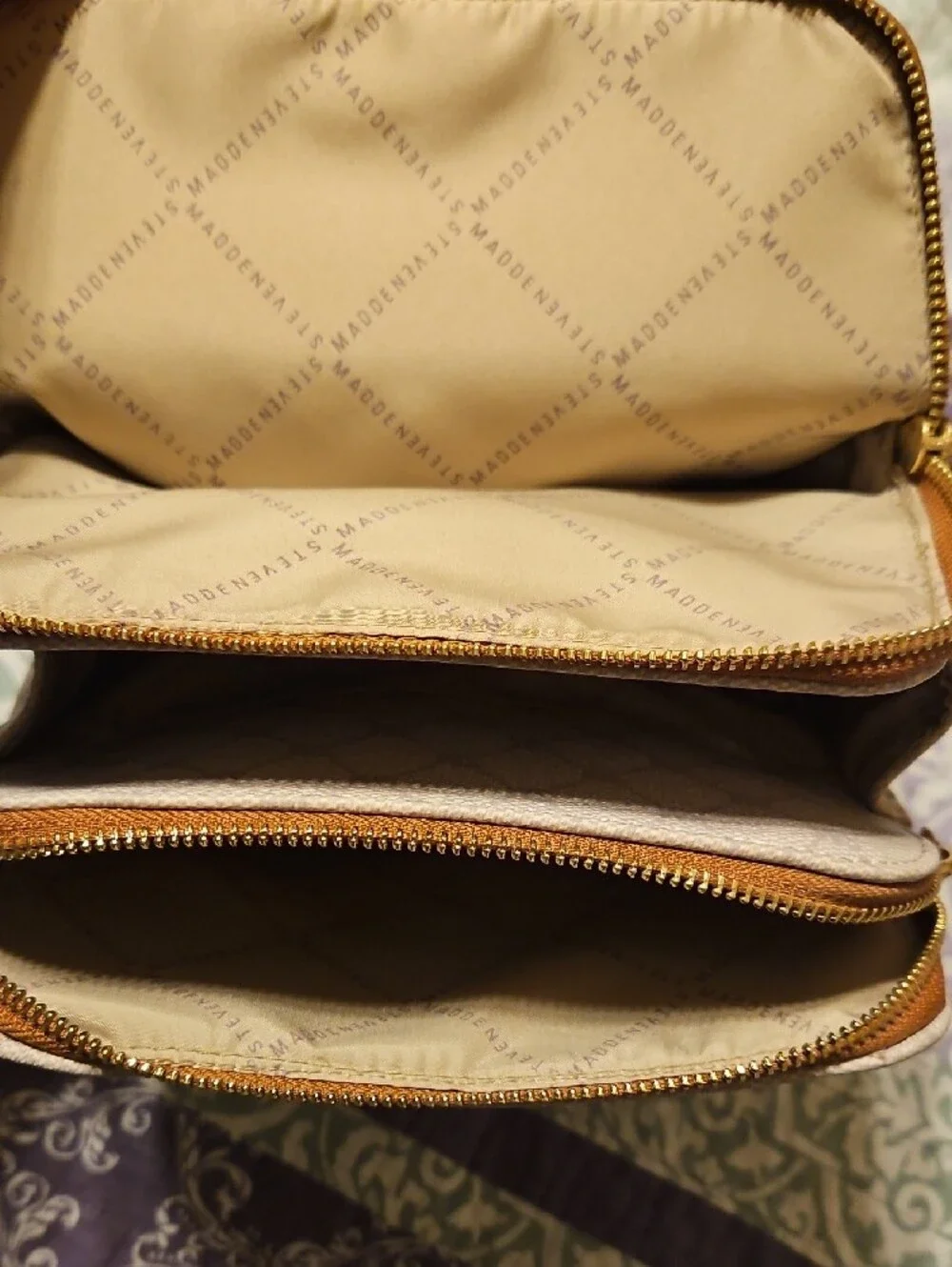 Steve Madden Floral Dragon Backpack with Tan Trim